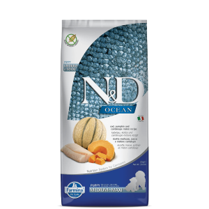 FARMINA N&D Ocean COD Pumpkin & Cantaloupe Melon Grain Free Dry Puppy Food Medium Maxi Breed